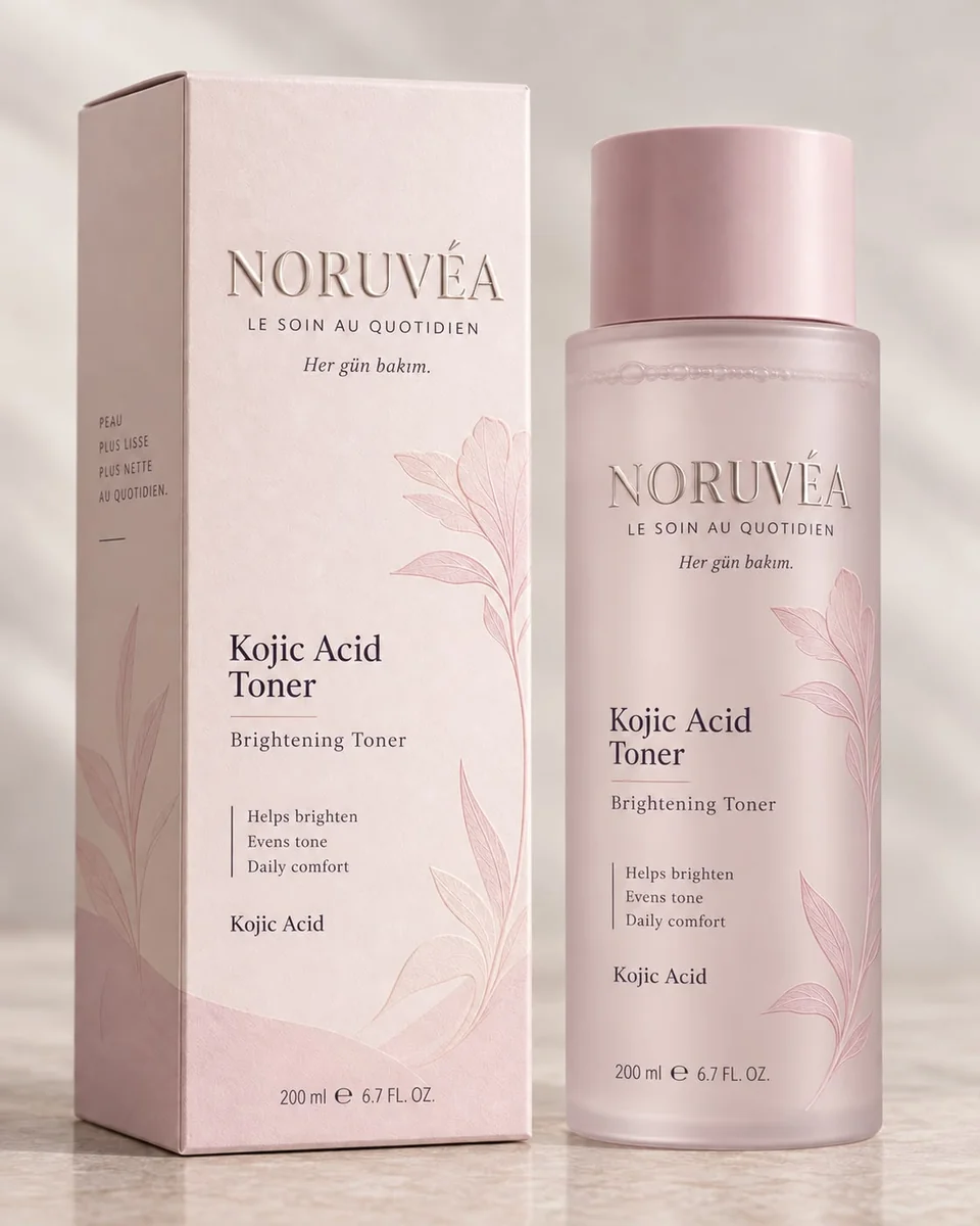NORUVÉA Kojic Acid Toner kutu ve ambalaj tasarımı