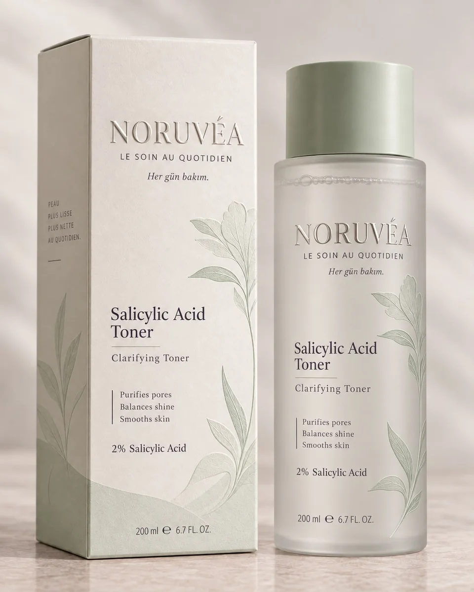 NORUVÉA Salicylic Acid Toner kutu ve ambalaj tasarımı